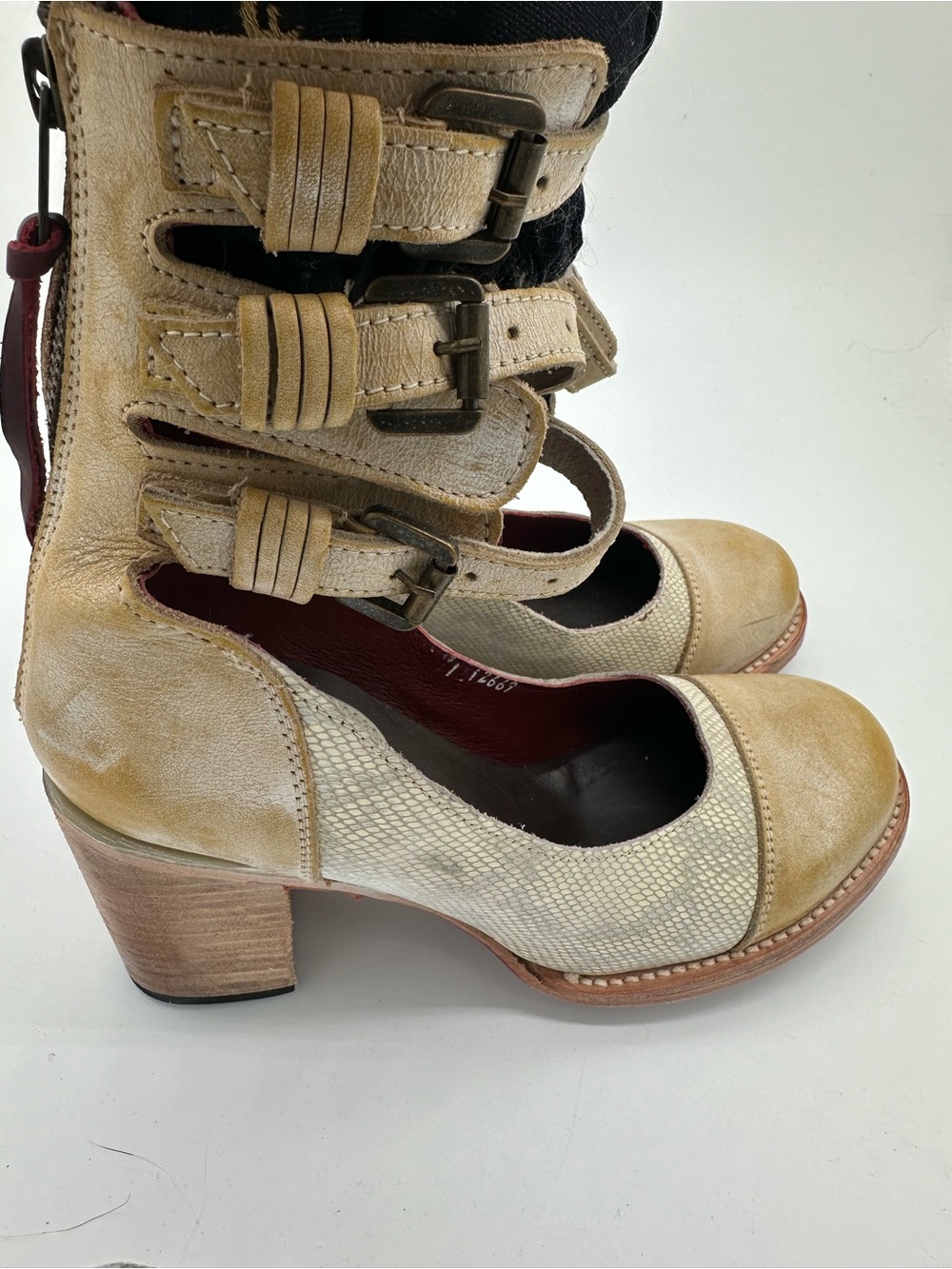 Freebird Yellow Bonnie snake 🐍 Buckled Mid-Heel